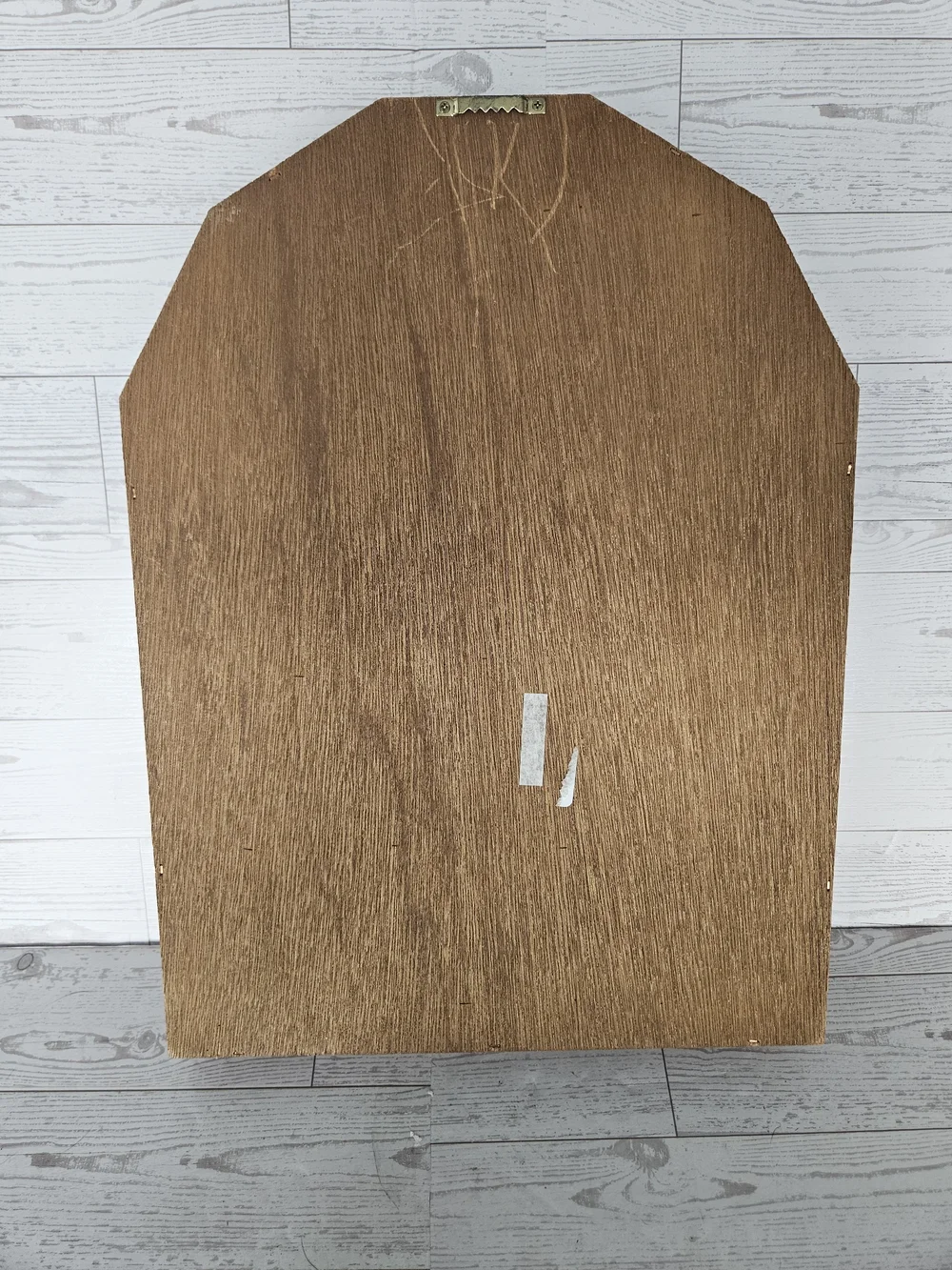 Vintage Oak Wall Curio Cabinet Mirrored Arched Display Case Shadow Box 24